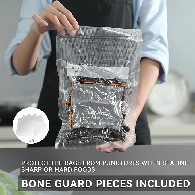 Wevac Vacuum Sealer Bags 8x12" 200 Quart for Food Saver, Suction Channel