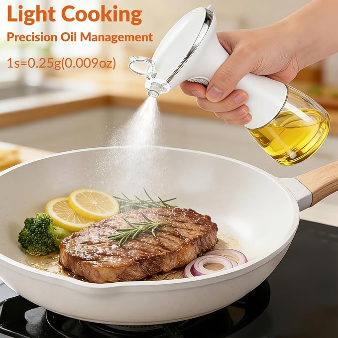 Electric Oil Sprayer for Cooking, USB Rechargeable Olive Oil Sprayer with One-Touch Mist, Leak-Proof, Dustproof Design, Perfect for Healthy Cooking, Olive Oil Dispenser for Precise Control