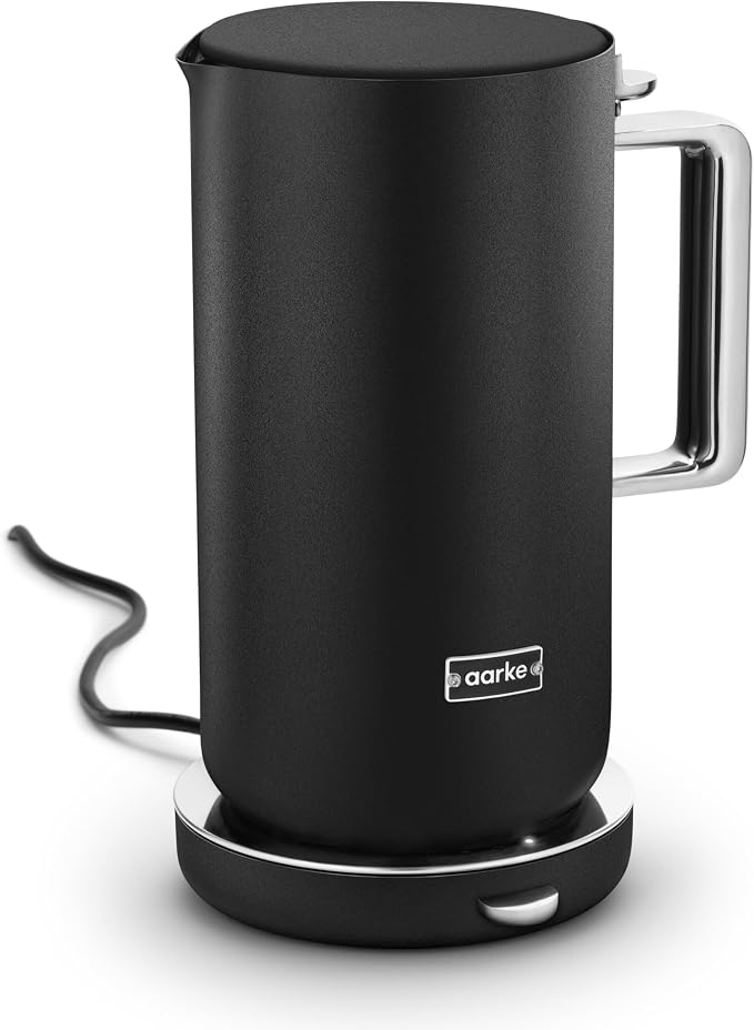 Aarke Kettle - Electric Stainless Steel Tea Kettle 1.2L (40oz), Matte Black | Temperature Control, Non-Drip Spout, Double-Wall Construction, Dry Boil Protection, Heat-Safe Handle, LED Cool-Down Indicator