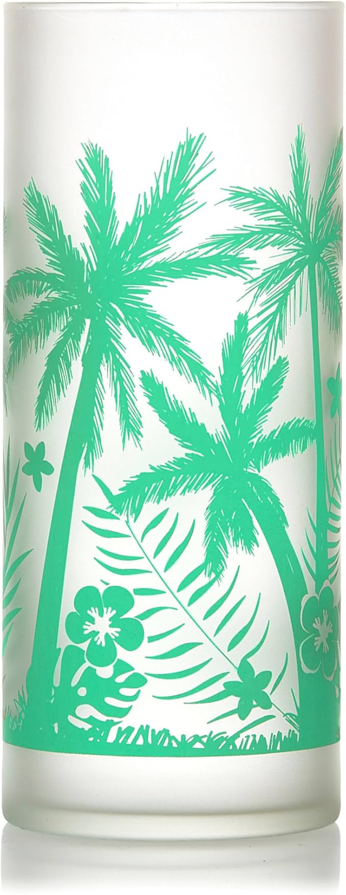 Libbey Vintage Palms Drinking Glasses Set of 4, Colorful, Retro Palm Tree Design Glass Cups Set, Dishwasher Safe Water Glasses Set for Cocktails