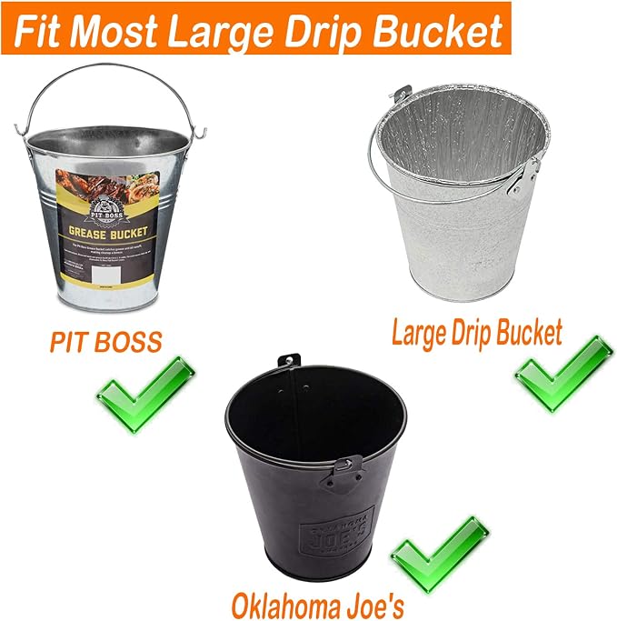 6" Universal Grease Bucket Liners for Pit Boss, Traeger and More, 15-Pack | Fits for Pit Boss 67292 & Traeger Large Buckets and Other Grill Bucket, Grease Catcher for BBQ, Disposable Aluminum Liners