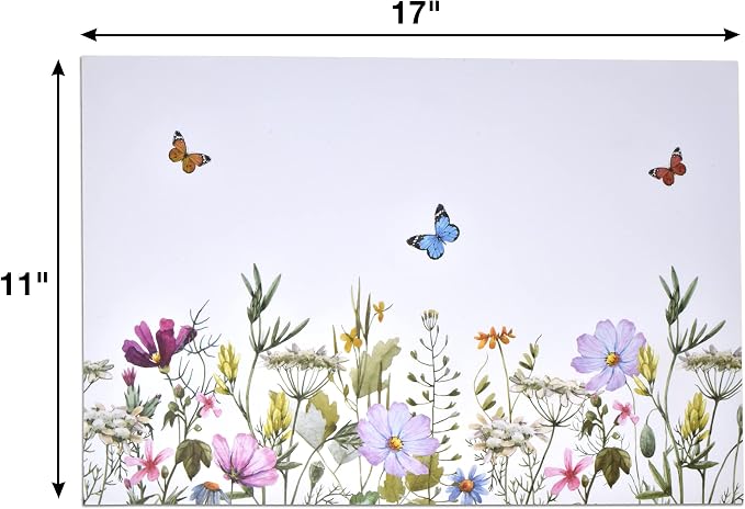 Floral Paper Placemats 50 Pack Wildflower Butterfly Table Mats Disposable Garden Party Spring Summer Dining Table Setting Decoration
