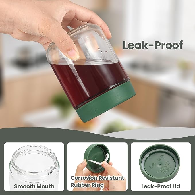 Lulonpon 8-Pack Thick Glass 2oz Mini Mason Jars with Lids - Airtight Condiment Containers, Salad Dressing Cups & Sauce Bottles for Lunch Box, Travel, Pantry Storage ﻿