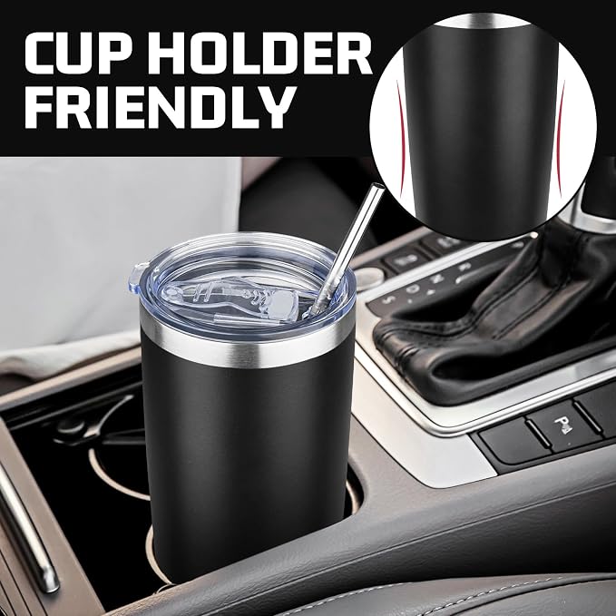 20 oz Tumbler with Lids and Straws, Stainless Steel Insulated Travel Coffee Mug, Double Wall Vacuum Insulated Tumblers, Powder Coated Coffee Tumbler for Cold & Hot Drinks (Mix Color-3)