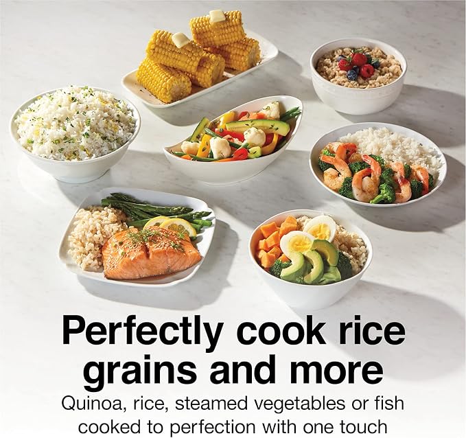 Proctor Silex Rice Cooker & Food Steamer, 16 Cups Cooked (8 Cups Uncooked) | Includes Steam and Rinsing Basket , Measuring Cup & Spatula | Easy 1 Touch Controls | Black | 37527MN