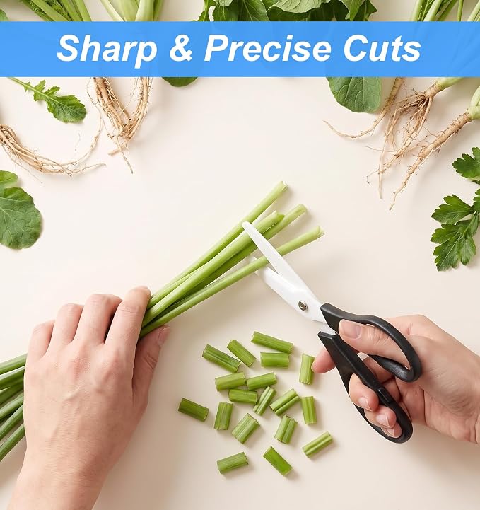 1 Pcs Ceramic Scissors, 8 Inch Ceramic Blade Kitchen Scissors All Purpose | Ceramic Scissors, 8 Inch Cooking Shears with Ceramic Blade, Metal & Ceramic Construction for Kitchen All-Purpose Use (Black)