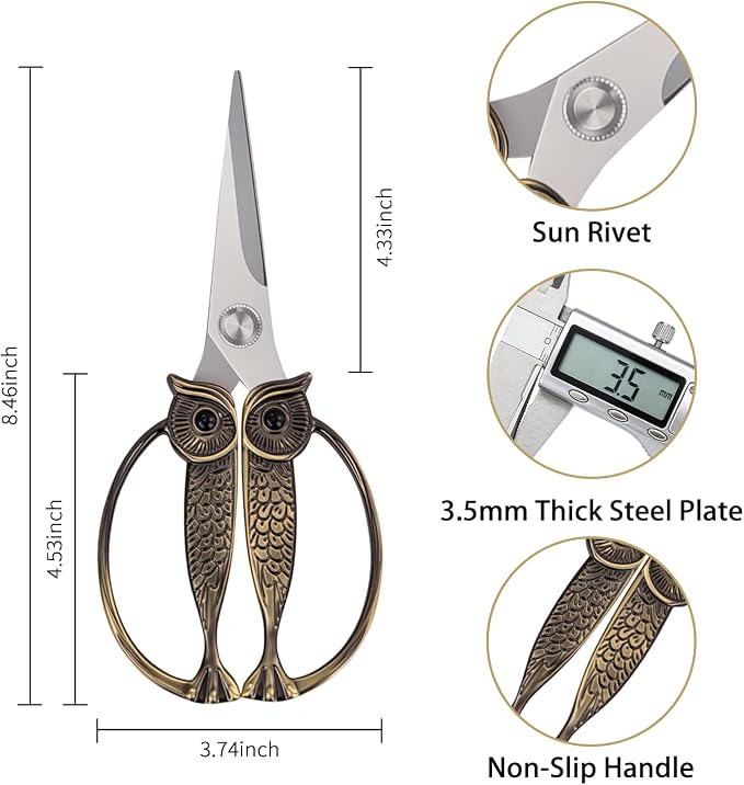 XSNBRD Kitchen Shears Sharp, Black Gun Stainless Steel Owl Scissors. | 3.5mm stainless blades,ergonomic owl handle,dishwasher safe,versatile cutting for kitchen and outdoor.
