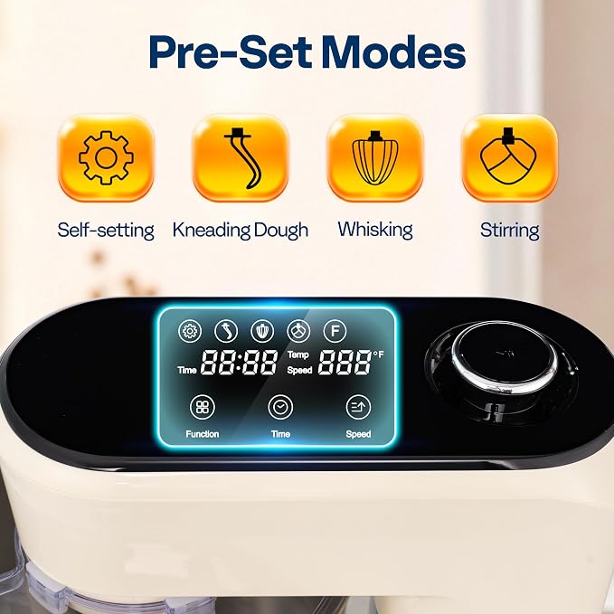 VIVOHOME Stand Mixer with Dough Proofing, 6-Quart Tilt-Head Mixer, White | One-Touch Programs, Adjustable Temperature & Time, Flex Edge Beater, Dough Hook, Whisk, Stainless Steel Bowl, Splash Guard