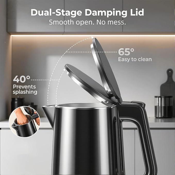 Electric Kettle 1.0L, 1200W Fast Boiling, 7 Temp Settings & 4H Keep Warm | Stainless Steel Inner, BPA-Free, Auto Shut-Off, Water Boiler, Cool Touch Exterior, Tea Coffee Kettle for Home Office, Black