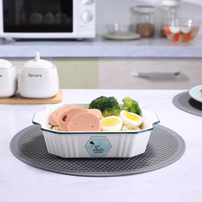 Silicone Microwave Mat - Round 12" x 12" - Set of 4 Heat Resistant Multifunctional Mat, Splatter Guard, Trivet, Hot Pad, Pot Holder