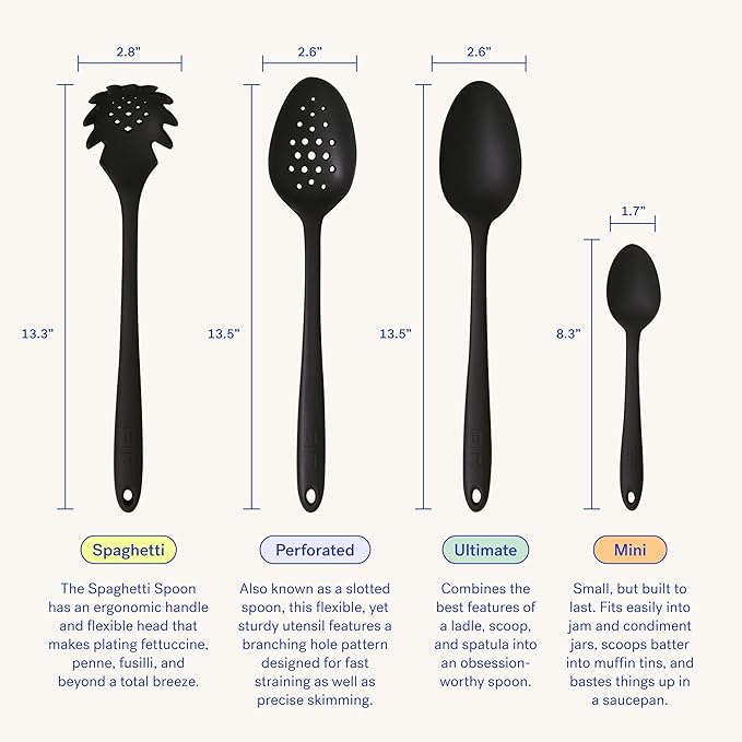 GIR: Get It Right Silicone Spoon, High Heat Resistant Kitchen Tool - Non toxic cooking utensils for Nonstick Cookware, Cooking, Baking and Mixing, Perforated - 13IN, Red