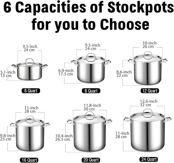 Cooks Standard Extra Large Soup Pot - Stainless Steel Induction Cookware | 16 Quart Stainless Steel Stock Pot with Lid, Heavy Duty Deep Pot for Soups, Pasta, Canning Bath, and Big Family Feasts
