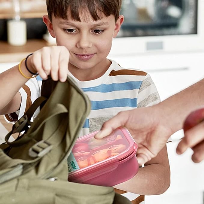 Itopor Bento Box for Kids & Adults, Lunch Box 46 oz / 1400ml, Dusty Pink | Wheat straw material, BPA-free, leakproof, 3 compartments, microwave & dishwasher safe, for school, office & travel