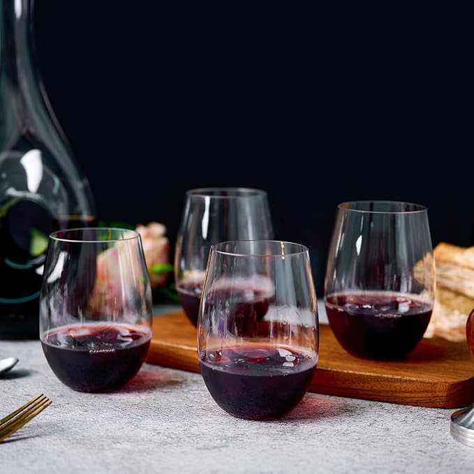 FOCUSLINE 20 Pack 16 Oz Plastic Wine Glasses, Stemless Plastic Wine Cups | Thick and Durable, Shatter-Resistant, and Reusable; Ideal for Weddings, Parties, Toasts, and Various Celebrations