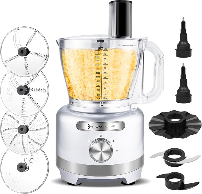 Homtone 16 Cup Food Processor Large 9-IN-1 Veggie Chopper for Dough, Fries | Large Capacity for Family Meal Prep, Cheese Grate, Slice, Meat Chop, Knead,Emulsify, Dishwasher Safe