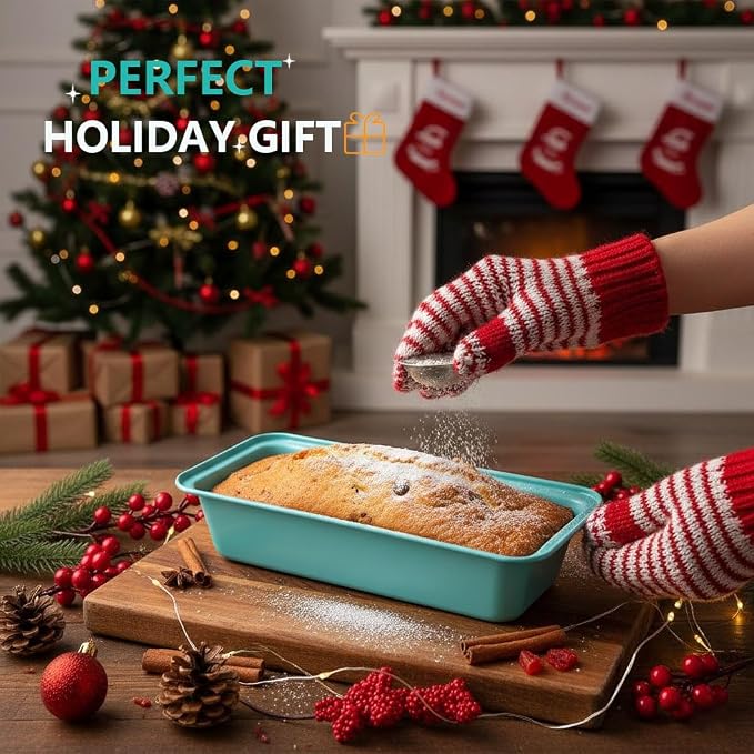 3-Pack 12x4 Long Loaf Pans, Nonstick Carbon Steel Bread Baking Pan | for Sandwich Bread, Homemade Bread, Sourdough, Easy Release, PFOA Free