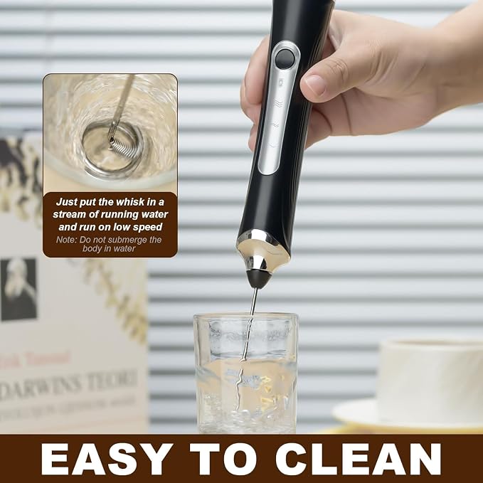 Handheld Electric Milk Frother with 2 Heads, Coffee Whisk Foam Mixer with USB Rechargeable 3 Speeds, Foam Maker Blender for Latte, Cappuccino, Hot Chocolate, Egg (Type 3)