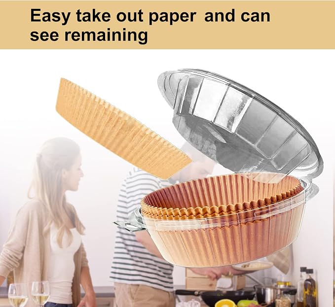 Large Air Fryer Disposable Paper Liner Round, 10 Inch Parchment Liners Non-Stick Fryer Paper Pads Baking Paper Food Grade for 7qt Power XL Air Fryer, Baking Roasting Microwave