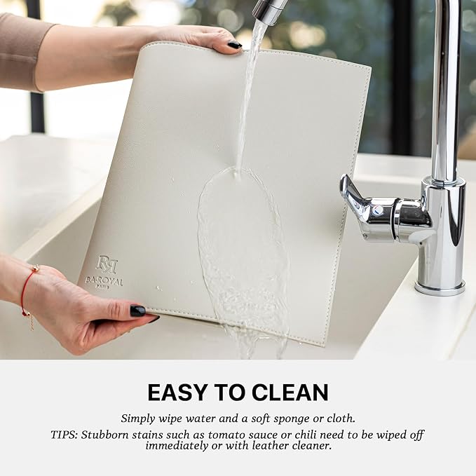 Baroyal Faux Leather Placemats Set of 4 Vinyl Washable Wipeable Table Mats for Kitchen Dining Table Heat Resistant Waterproof Modern Indoor/Outdoor Placemats Non-Slip Easy Clean Place Mats-Cream White