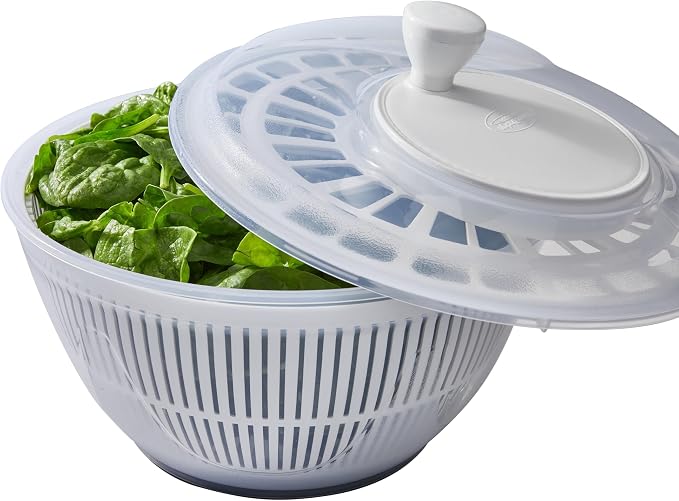 Kitchen Details 2-Piece Salad Spinner Large Capacity Lettuce Spinner Vegetable Washer | 4.75 Liter Produce Dryer | Multi-Use Colander System