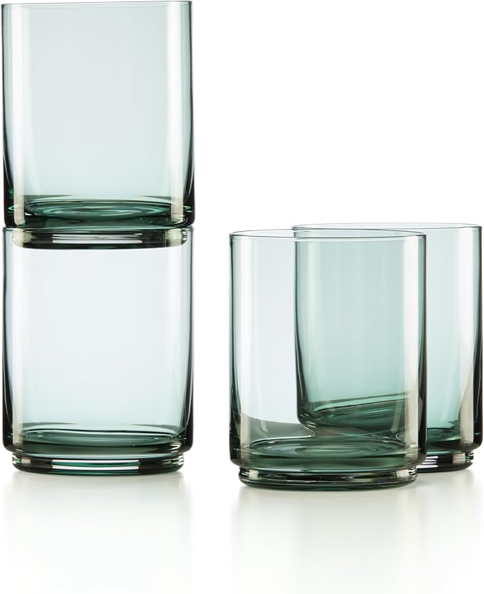 Lenox Tuscany Classics Stackable Drinkware, Glass, Dishwasher Safe, Tall Glasses, Set of 4, Green (4 Piece)