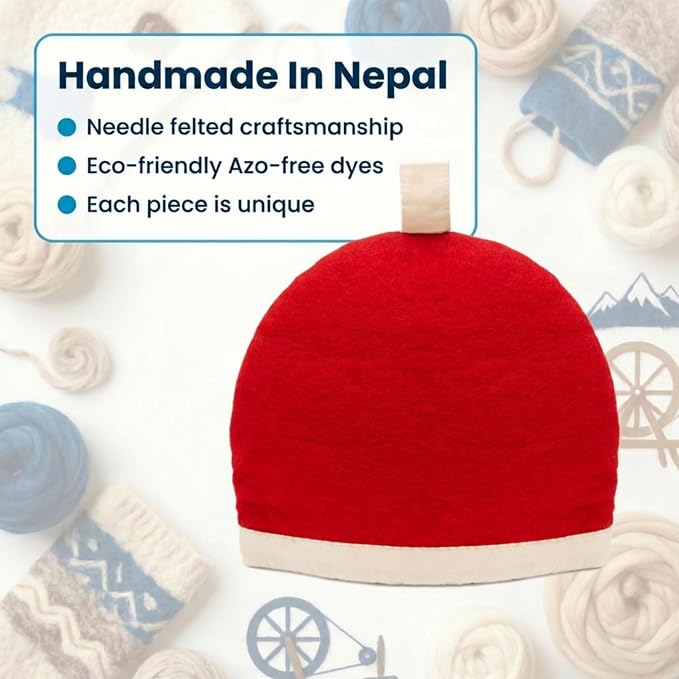 Glaciart One Wool Teapot Cozy Kettle Cover | Dome Shaped Large Tea Cosy, Kettle or French Press | Handmade & Needle Felted from Natural Wool | Warms Up to 2 Hours | Great as Gift