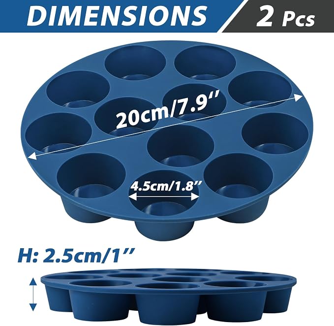 Webake Silicone Air Fryer Muffin Pan for Baking Egg Bites Silicone Mold, Nonstick 1.8 Inch Mini Muffin Tin BPA Free Set of 2