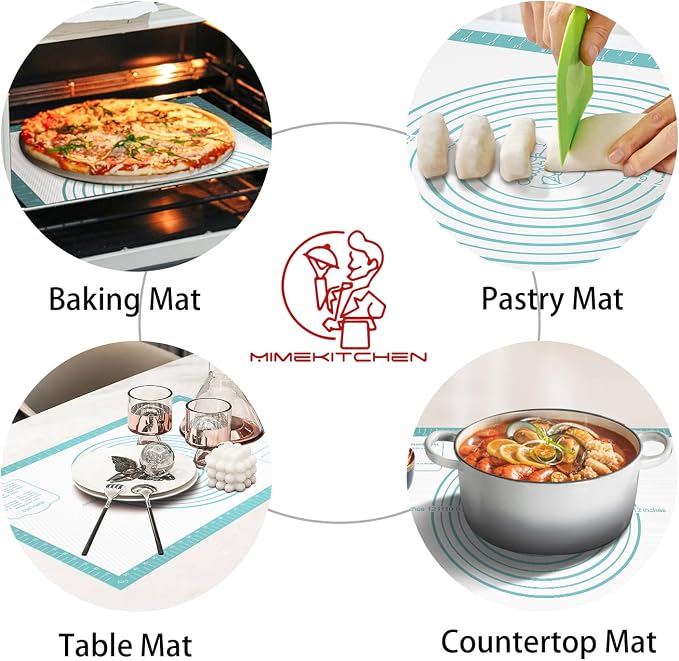 Non-Stick Silicone Pastry Mat, Silicone Baking Mat - Dough Mat for Rolling, Silicone Mat for Baking Cookies Macarons Bread, Extra Large 26 x 16 Inch