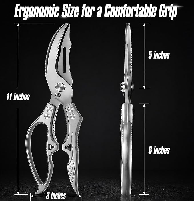 Heavy Duty Kitchen Scissors for Chicken, Fish & Meat | Cuts Tough Ingredients Easily,Superior Cutting Power,Ideal for Poultry&Seafood,Non-Slip Grip,Easy Cleaning,Rust Resistant