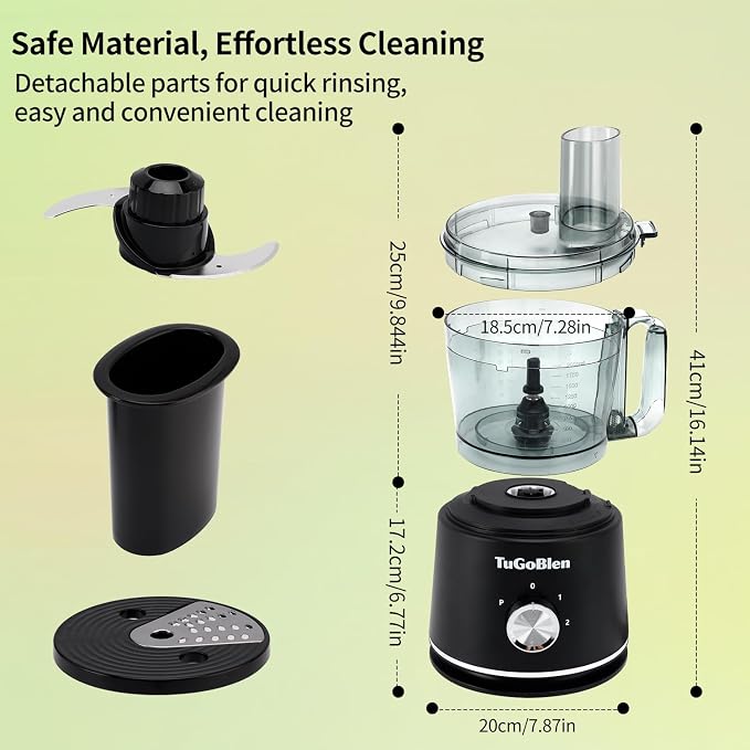 10 Cup Food Processor, Glass Blender and Grinder,5 Food Blades | Kneading/Chopping/Shredding/Slicing/French Fry Blades for Vege,Fruits,Meats,Beans