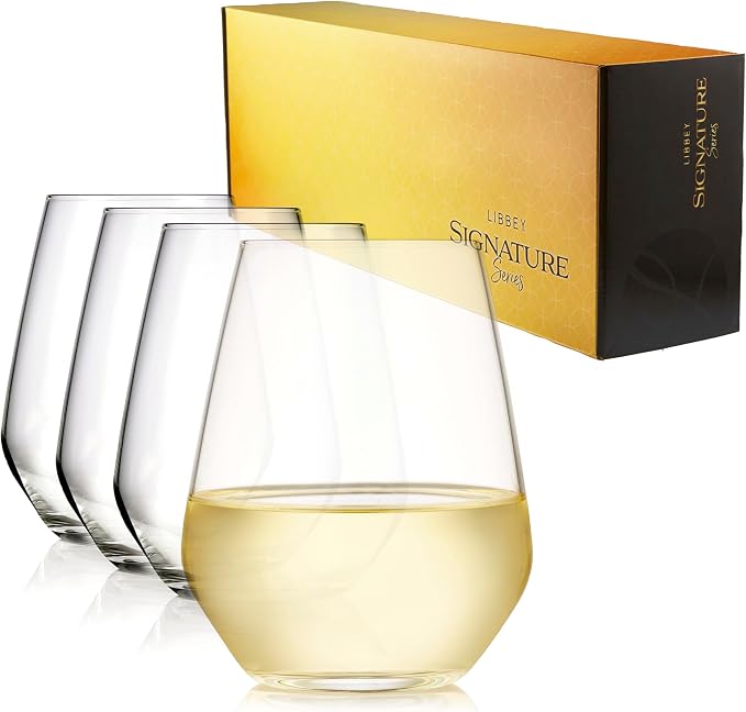 Libbey Signature Greenwich Stemless Wine Gift Set of 4, 18 ounce