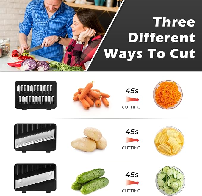 3-in-1 Handheld Mandoline Slicer - Stainless Steel Vegetable Cutter Shredder Cheese Grater with Comfort Grip, Ideal for Speedy Fruits & Vegetables Slicing
