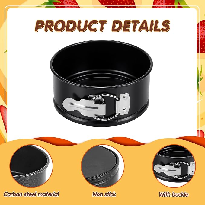 25 Pcs 4 Inch Springform Pan for Baking Mini Cheesecake Pans with Removable Bottom Nonstick Leakproof Round Cake Mold Spring Form Molds for Mini Cheesecake Pizza and Quiches (Black)