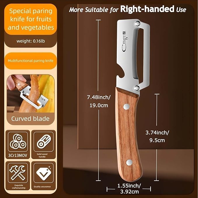 Vegetable Peeler Wooden Handle Sharp Stainless Steel Blade for Fruit | 2-in-1 Multifunctional Peeler,Anti-slip,Zero Snag,Built-in Bottle Opener,Peelers for Kitchen Veggie Potato Pumpkin Apple