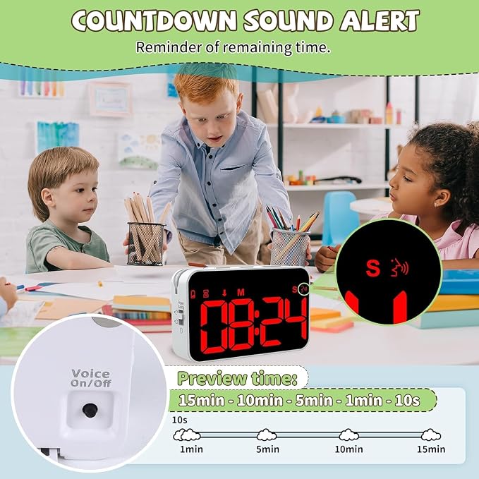 PERSUPER Kitchen Digital Timer, Count Down Up, Rechargeable, Vibration Mode | Adjustable Volume and Brightness LED Display, Time Management Cook, Desk, Kids Adults Study Teaching, Kitchen Gadgets Red-1