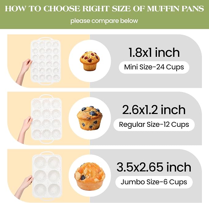 2 Pcs Silicone Muffin Pan with Metal Frame Nonstick 12 Cup Regular Size Cupcake Pan Silicone Muffin Tray for Baking Egg Bites Muffins Cupcakes Gifts for Mom Home Baker Kitchen (Cream) | Metal Frame, Nonstick, For Baking Egg Bites Muffins Cupcakes, Gift...