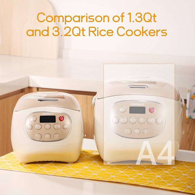 Joydeem Mini Ceramic Rice Cooker, 2.5 Cups Uncooked Rice Cookers with Pure Ceramic Inner Pot, Healthy & PFOA Free, 1.2L/1.3 qt, DFB-C120