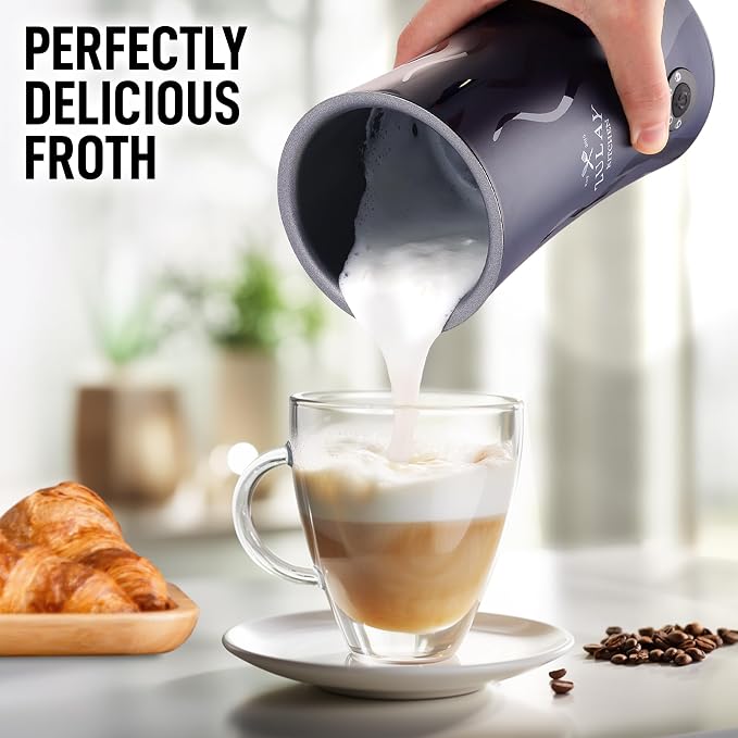 Zulay 4-in-1 Milk Frother and Steamer - Automatic Hot and Cold Foam Maker with Auto Shut Off & Temperature Control for Coffee, Latte, Cappuccino, Hot Chocolate - Navy
