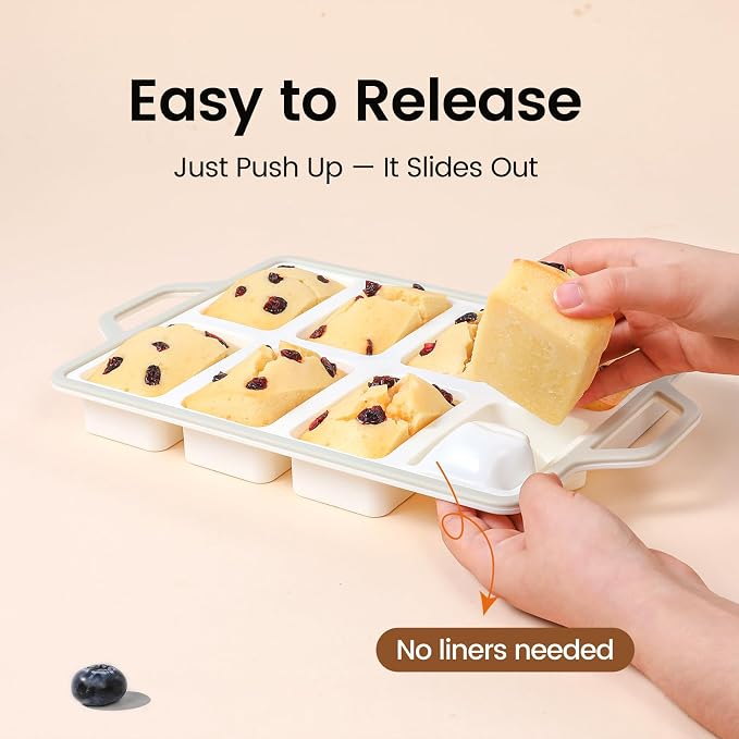 SJ 2 Pack Gray 8-Cavity Mini Silicone Loaf Pans, BPA-Free Reinforced | Gray 8-Cavity Baking Set Uses Durable Silicone, Reinforced Edge Resists Warping For Easy Snack Release And Gift Treats
