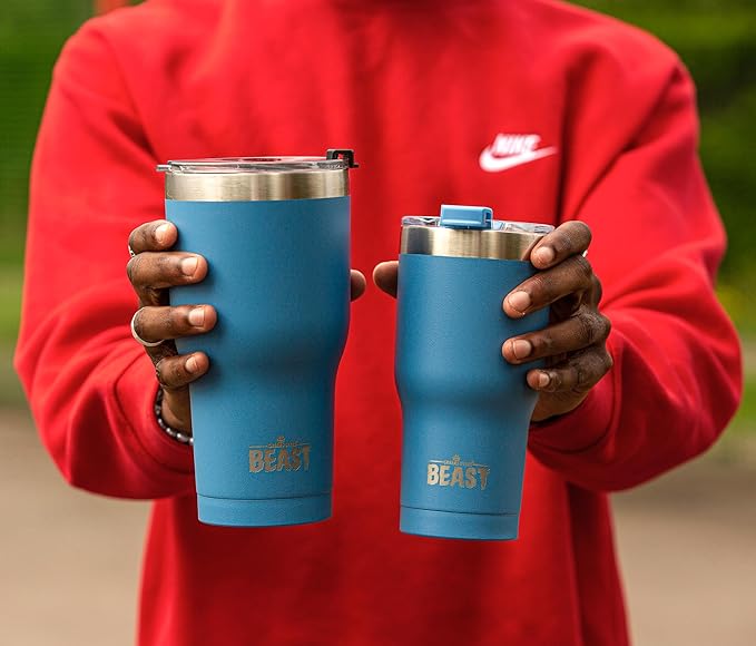 Beast 20 oz Tumbler Stainless Steel Vacuum Insulated Coffee Ice Cup Double Wall Travel Flask (Stormy Sky Blue)