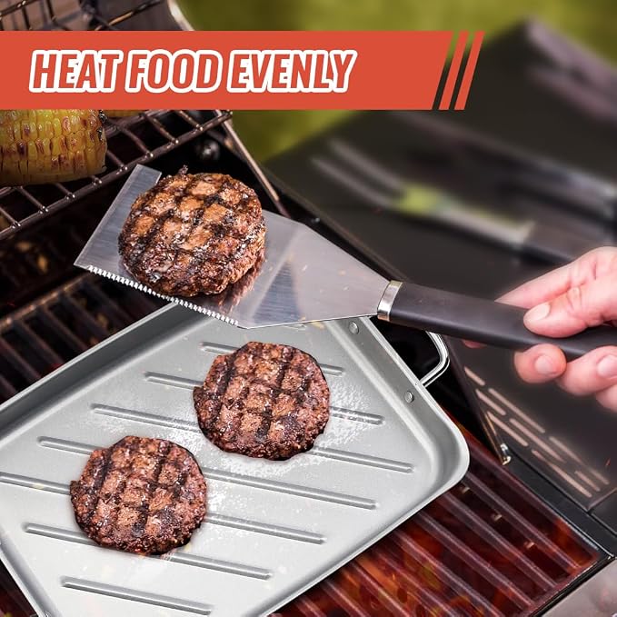 Grill Pan - 11'x15'' BBQ Grill Topper With Handles
