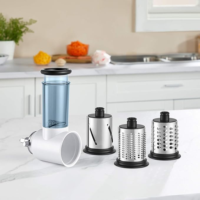 HOZODO Slicer Shredder Attachment for KitchenAid Stand Mixer | Cheese Grater Attachment for KitchenAid Stand Mixer, Food Processor with 3 Blades