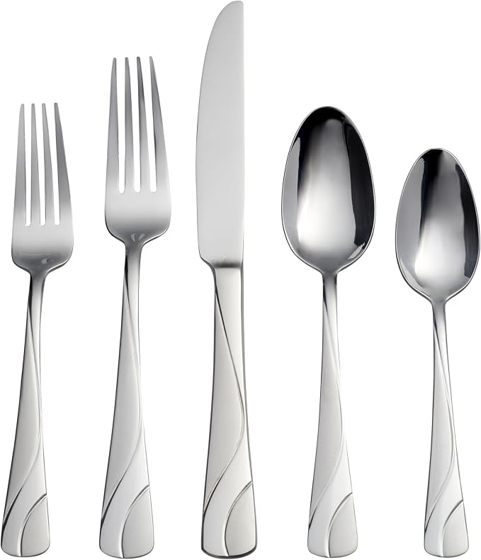 Oneida River 20 Piece Everyday Flatware Set, Service for 4, 18/0 Stainless Steel