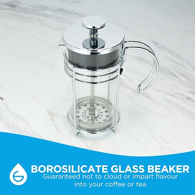 GROSCHE Madrid Glass French Press Coffee and Tea Maker, 11.8 oz (350 ml) | Borosilicate Beaker and Dual Stainless Steel Filter Brew Coffee or Tea in 3 to 4 Minutes, with Easy-to-Clean Parts