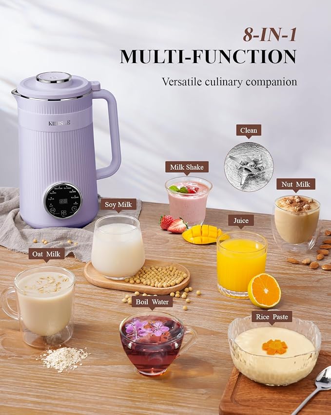 KIDISLE 8 in 1 Nut Milk Maker Machine, 32oz Self-Cleaning Automatic Blender | Almond, Soy, Oat, Coconut, Rice Paste & Juice, No Soaking, 12H Delay Start + Keep Warm, Boil Water, Fresh Homemade
