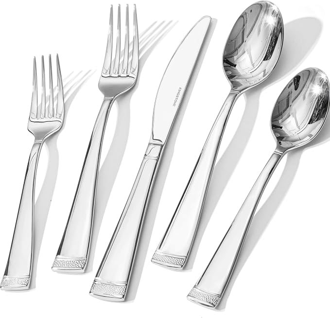 20-Piece Flatware Set, 18/10 Stainless Steel Silverware Set for 4 | Bead Edge Design, Mirror Polished Finish, Dishwasher Safe, Elegant Table Setting, Ideal for Daily Meals & Entertaining