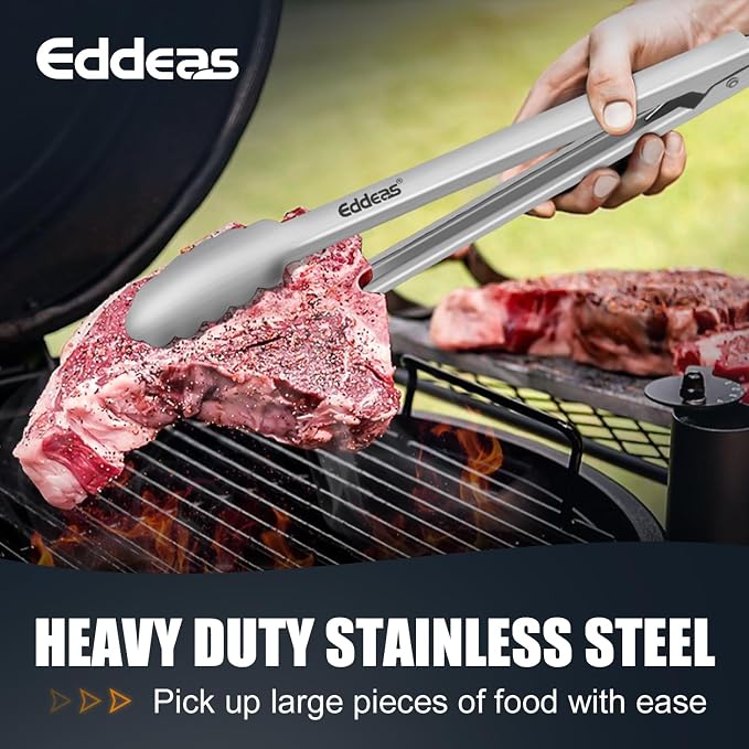 2PCS 9Inch Tongs for Cooking Heavy Duty All Metal Kitchen Tongs | Heat Resistant 600 Degree, All Stainless Steel Food Tongs,Non-Slip handle, Salad, Grilling, bbq, Dishwasher safe