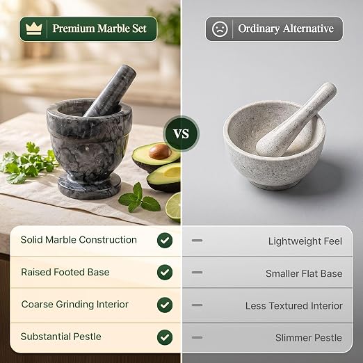 Flexzion Mortar and Pestle Set, Black - Solid 4 inch Heavy Granite Molcajete Stone Grinder Crusher Bowl for Guacamole, Herbs, Spices, Garlic, Medicine Pills, Grain, Kitchen, Cooking | Heavy Marble Molcajete Bowl with Coarse Interior for Grinding Herbs,...