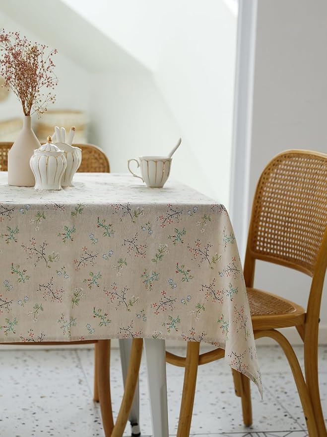 Pastoral Square Tablecloth - 52 x 52 Inch Table Cloth - Washable Table Cover with Dust-Proof Wrinkle Resistant for Restaurant, Picnic, Bistro, Indoor and Outdoor Dining, Gardenia