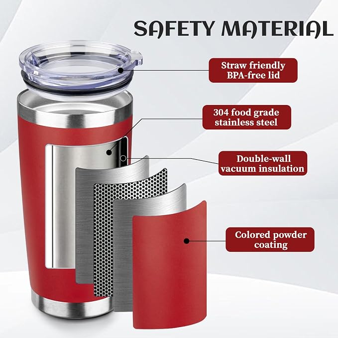 StarSpeed 20oz Stainless Steel Travel Coffee Tumbler,Wine Red | Travel Coffee Mug,Spill-proof Lid,Double Wall,BPA-free Travel Cups,Insulated Cup Fits Car Cupholders